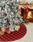36 Inch Christmas Tree Skirt  Red And Black Buffalo Plaid Mat Holiday Ornaments