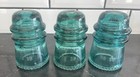 Vintage  3 Glass Insulator  Hemingray-16  Green blue aqua  Spike Bottom Rim