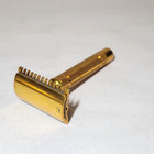 1930s  the New  Gillette Safety Razor Gold Tone Fat Handle Comb Vintage Clean