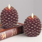 Set Of 2 Luminara Flameless Pine Cone Unscented Wax Candles With Remote 