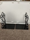 Pair Of Black Metal Bookends Open Scroll Design 9 tall 6 w 7 d