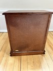 Vtg Wooden Jewelry Box Stained Floral Glass Door Mirrored With 5 Drawers