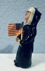 Vtg Nun Figurine Holding American Flag Clay Doll  3 75    Tall Patriotic Sister