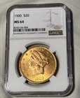 1900  20 Liberty Head Double Eagle Gold Coin  ngc Certified Ms-64  Uncirculated