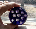 Antique Deep Amethyst Purple Glass Flower Frog With 11 Holes