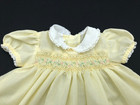 Vintage Smocked Yellow Baby Girls Dress Size 0- 3 Mos 