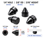 Snap-in Rubber Bumper Feet  Fits 1 4  Hole X 3 16  H X 3 8  Od Fits 1 8  Panel
