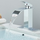Bathroom Sink Faucet Waterfall Spout Single Handle Basin Vanity Mixer Tap Chrome