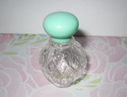 Vintage Cute Avon Mini Empty Perfume Miniature Bottle Clear Glass Mint Green Top