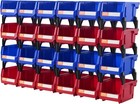 Hanging Stackable Storage Bin Plastic Organizer Garage Box 24 Pcs Blue red