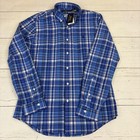 Polo Ralph Lauren Shirt Mens Medium Blue Plaid Slim Fit Button-down Long Sleeve