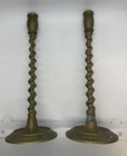 Vintage Pair Brass Barley Twist Candlesticks 11 75 Inches Free Shipping