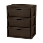 Sterilite Wide 3 Drawer Tower  Plastic Storage Organizer With Removable Decorati