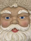 Santa Face Plaque Wall Hanging Vintage Holiday Christmas Decor Painted