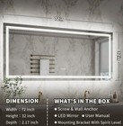 72x36  Led Bathroom Mirror Touch Lighted Vanity Mirror Dimmable Tempered Glass