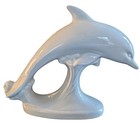 Vintage White Dolphin On A Wave Ceramic Figurine Statue Art Deco Mcm 5 5  By 8 