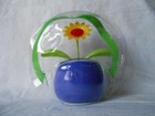 New Solar Powered Dancing Dancer Yellow Sunflower In Blue Pot Bobble Toy  Flower