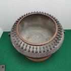 Japanese Bronze Hibachi With Gourd Motif  Wooden Stand  And Ceramic Trivet