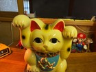 Large Vintage Japanese Ceramic Maneki-neko Lucky Cat  Raised Paw - Showa - Retro