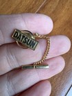 Vintage Datsun Logo Lapel Pin Tie Tack Gold Tone With Chain Tie Bar Rectangle