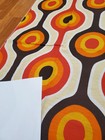 Awesome Rare Vintage Mid Century Retro 70s Org Red Yel Tall Circles Fabric  Wow 
