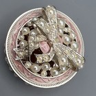 Vintage Pearl And Bow Hinged Trinket Box Pink   Silver Magnetic Closure