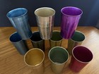 Vintage Used Mcm Bascal Aluminum Cups Glasses - Lot Of 10 Multi-color 4 5  11 Oz