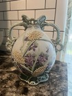 Nippon Heavy Moriage Wheat And Violets Vase 8   -excellent Condition