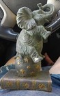Elephant Figurine Statue Balancing On Star Ball Book Base Decor