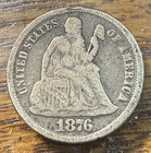  zb   Love Token On 1876 Seated Liberty Dime Chrc
