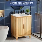 24  Bathroom Fluted Vanity Cabinet With Sink With Ceramic Basin Bath Organizer