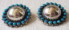Vintage Federico Jimenez Earrings Southwestern Sterling Silver Turquoise Onyx