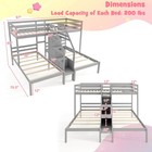 Wooden Twin Over Twin   Twin Bunk Bed With 4-step Storage Staircase Guardrail