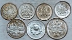 1912-1927 Russia   Ussr Lot Of Seven Silver 10-15-20 Kopeks  unc  