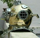 Vintage Brass Diving Helmet Antique Us Navy Mark V Deep Sea Scuba Divers Antique
