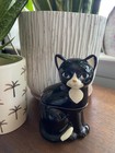 Vintage Takahashi Black And White Tuxedo Cat Trinket Box 