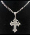 925 Sterling Silver Miami Cuban Chain Moissanite Cross Pendant Set 22    45g