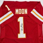 Autographed signed Warren Moon Hof 06 Kansas City Red Football Jersey Jsa Coa