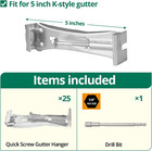 25pack 5 Inch Gutter Hangers With Pre-inserted Screw Hidden K-style Aluminum Gut