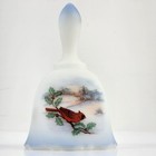 Vtg Fenton Satin Glass Bell Cardinal Winter Number  3336 Of 4500 Limited Edition