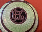 Vintage Antique Austrian Sterling Silver Green Guilloche Enamel Compact