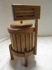 Folk Art Handcrafted Oak Wood Wringer Washing Machine Model Canister 11 6  Tall