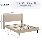 Queen Bed Frame  Upholstered Platform Bed With Wingback Headboard Easy Assembly