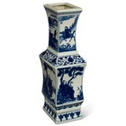 Us Seller - Blue And White Chinese Qing Dynasty Vase With Illustration