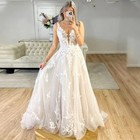 Fashion A-line Wedding Dresses White ivory Lace Applique Bridal Gown Custom Size