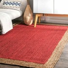 Rug Jute 100  Natural Farm House Braided Rectangle Floor Rug Red Area Runner Rug