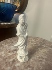 Vintage Guan Yin White Porcelain Chinese Figurine Statue Holding Lotus Hong Kong