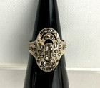 Sterling Silver Marcasite Art Deco Style Ring Oval Shape Size 6 75 Vintage