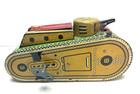 Nice Early Model 10  Tin Windup Marx Pop-up Tank Red Jacket Soldier Original Key