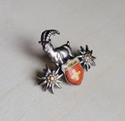 Switzerland Swiss Emblem And Mountain Goat Silver Tone Vintage Souvenir Pin